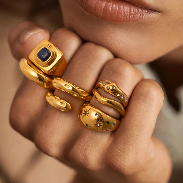Twisted Croissant Signet Ring — Stainless Steel · PS353