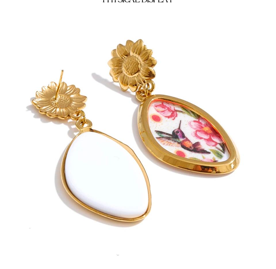 Acrylic Flower Earrings — Gold-Plated Stainless Steel with Acrylic · PS1137