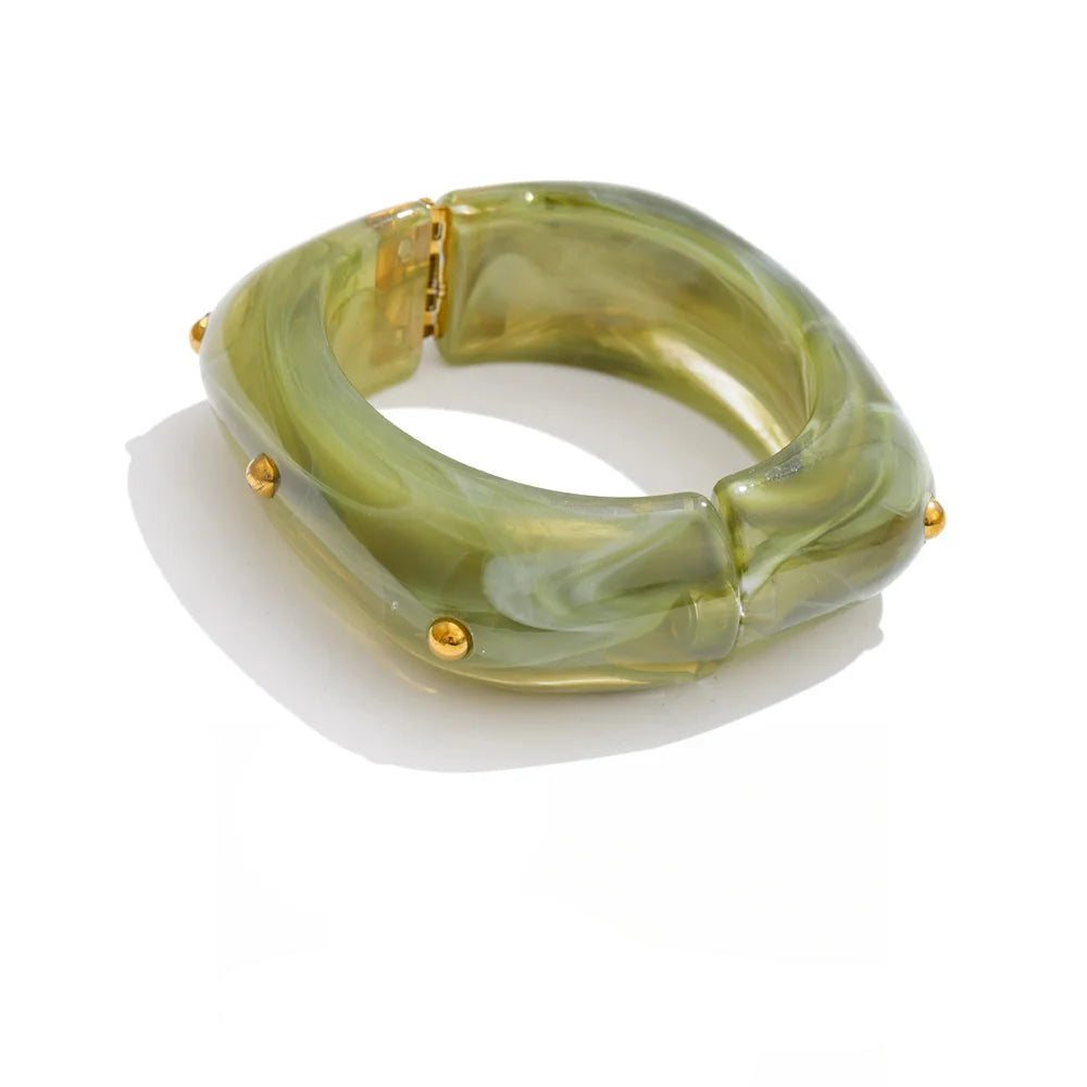 Resin Acrylic Geometric Bracelet — Gold-Plated Stainless Steel with Resin and Acrylic · PS1469