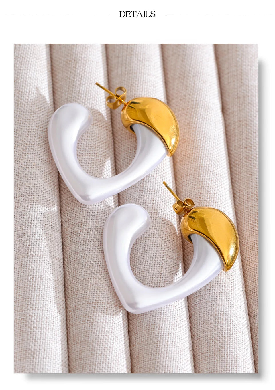 Pearl heart vintage earrings in gold-plated stainless steel with pearl.