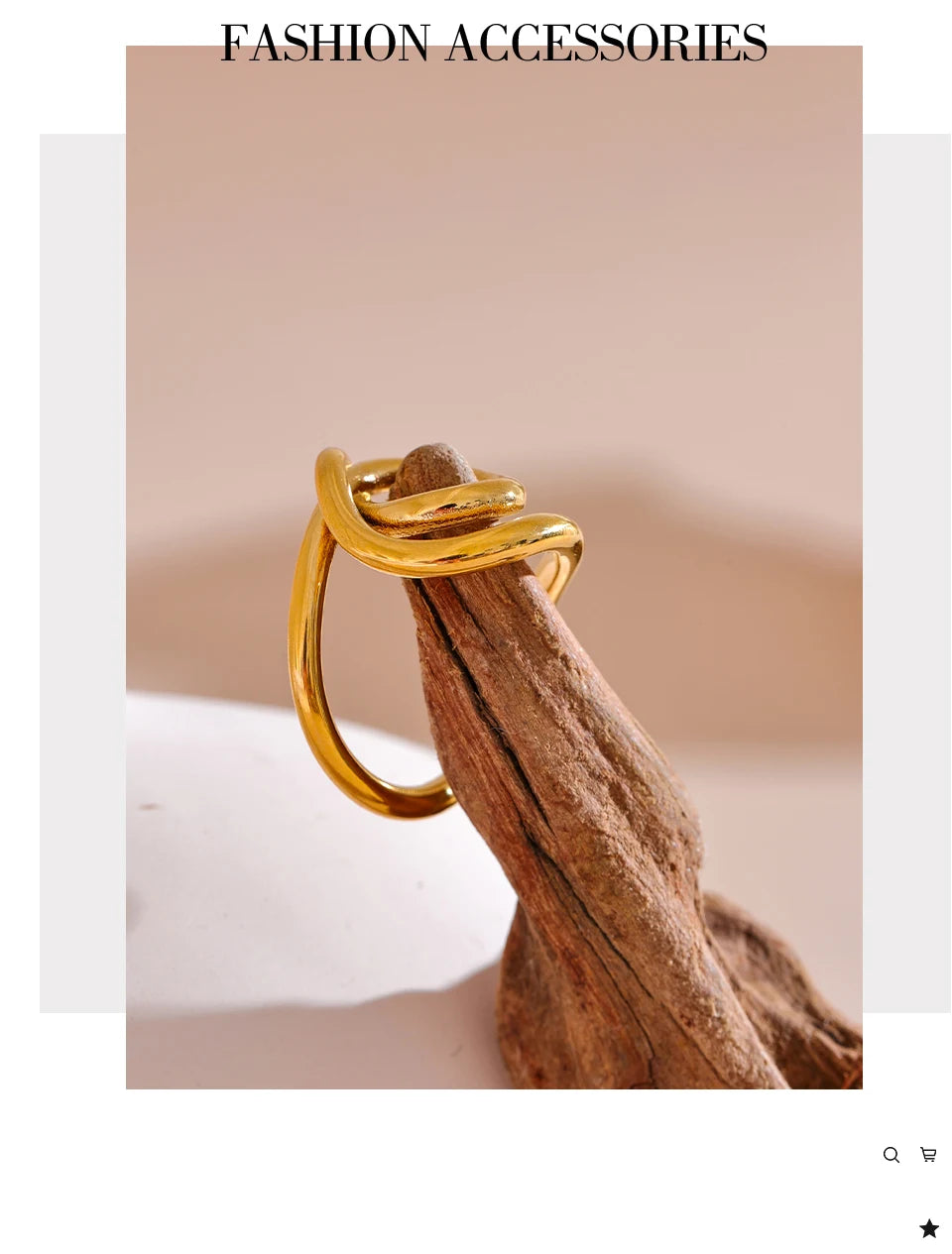Geometric ring in 18K gold-plated 316L stainless steel.