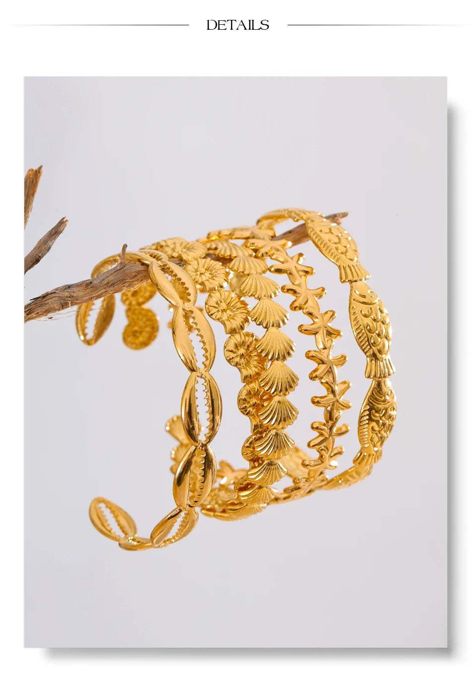 Shell Star Geometric Bracelet — Gold-Plated Stainless Steel with Shell · PS2123