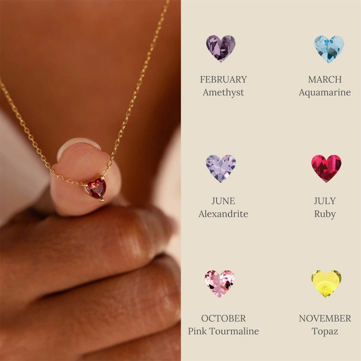 Stainless Steel Twelve Birthday Stone Necklace Love Pendant Necklace Month Stone