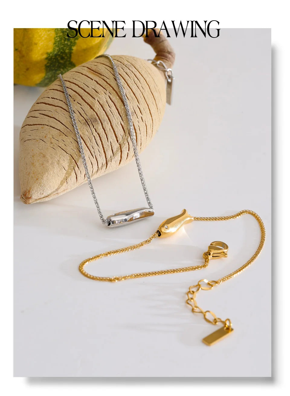 Cubic Zirconia Geometric Chain Bracelet — Gold-Plated Stainless Steel with Cubic Zirconia · PS1757