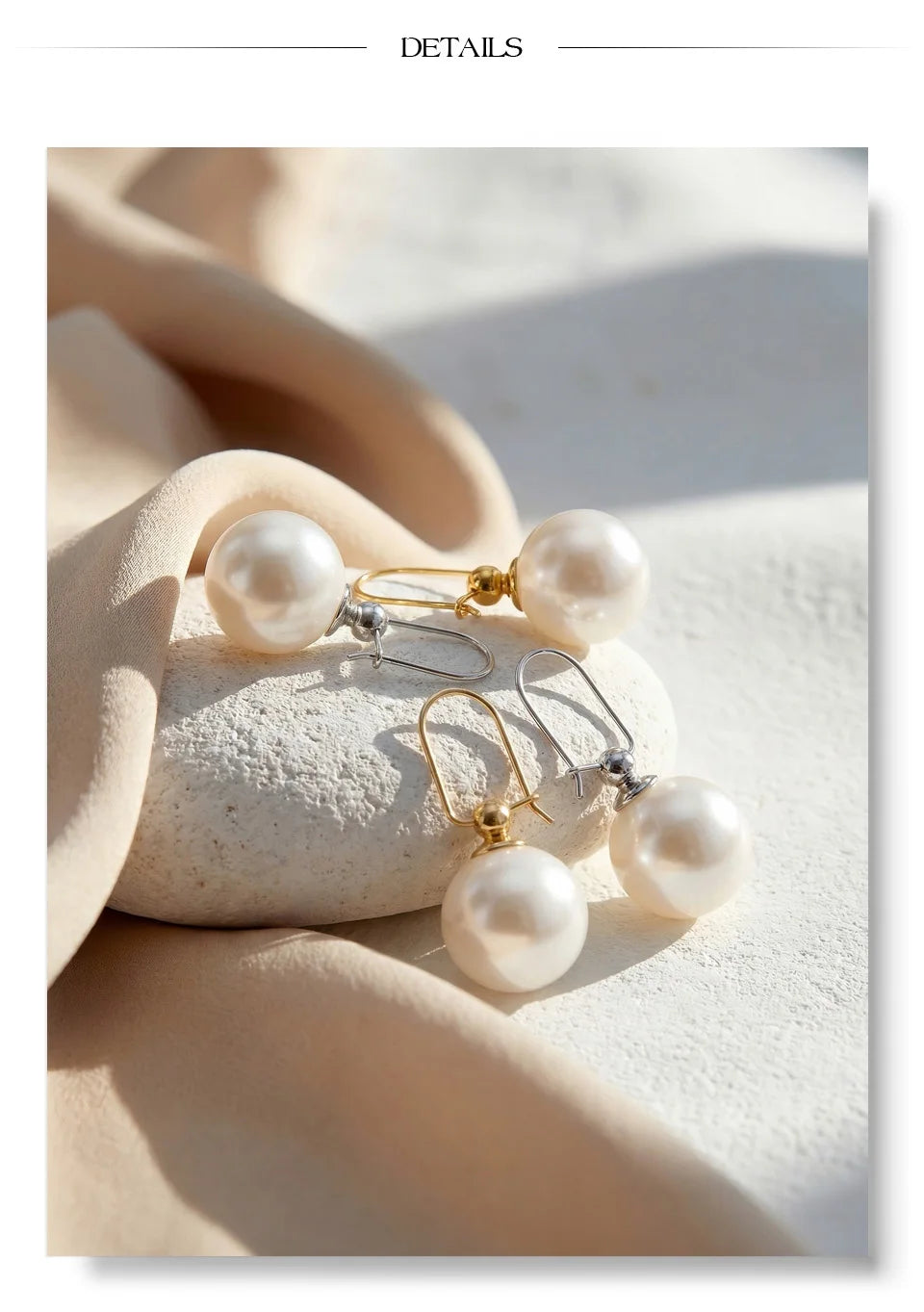 Pearl geometric earrings in gold-plated stainless steel with pearl.