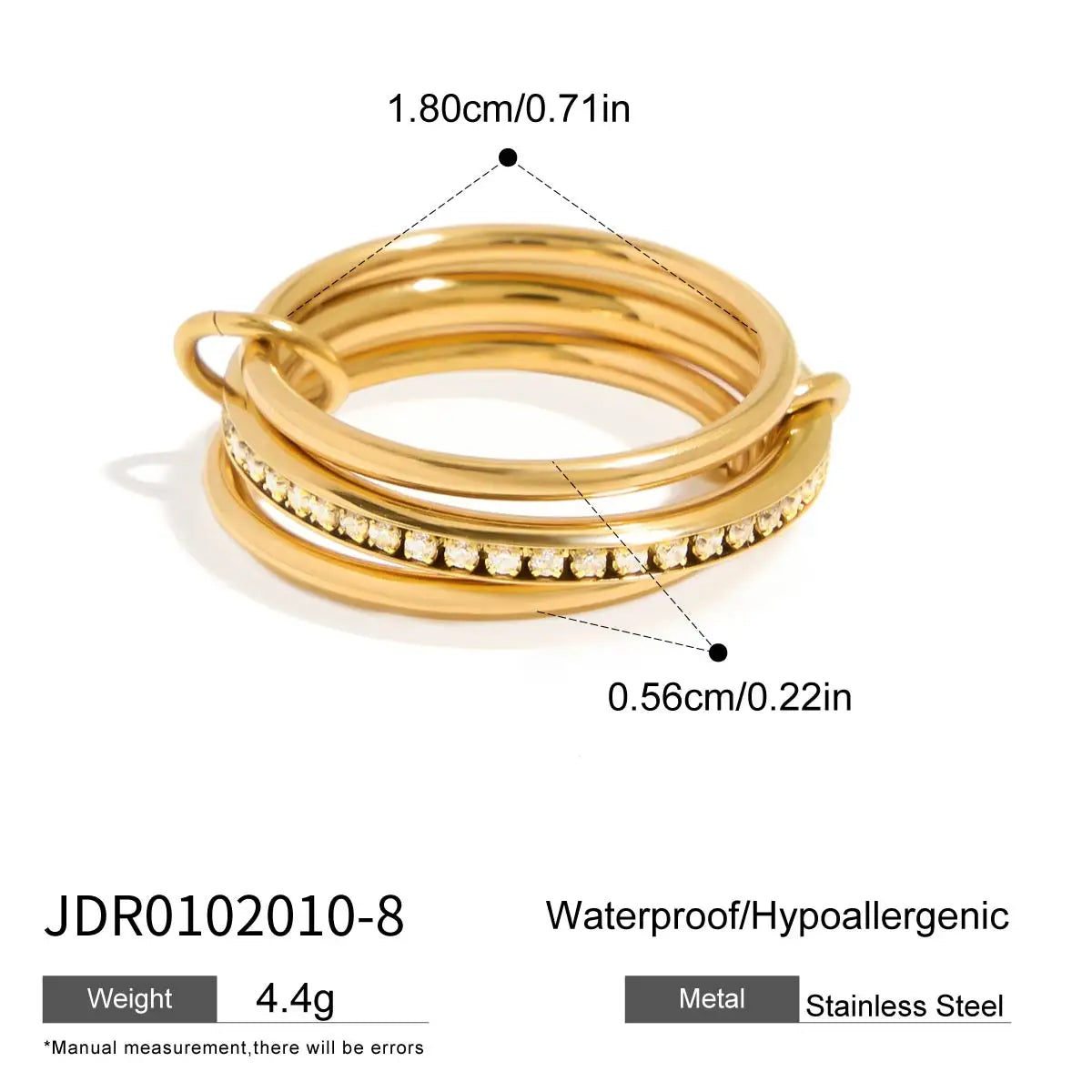 Mixed Band Ring Stack — Stainless Steel · PS273