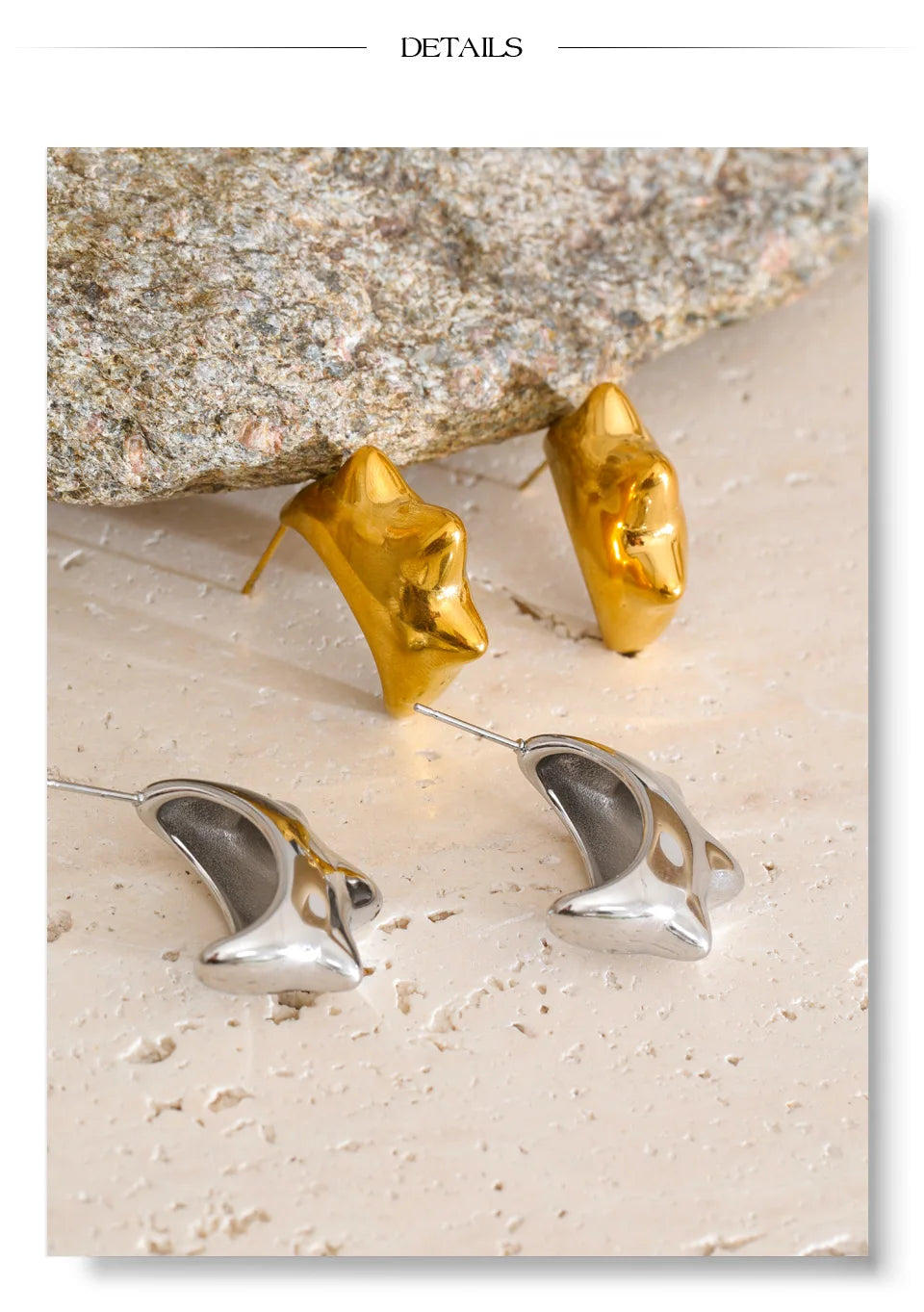 Geometric earrings in gold-plated stainless steel.