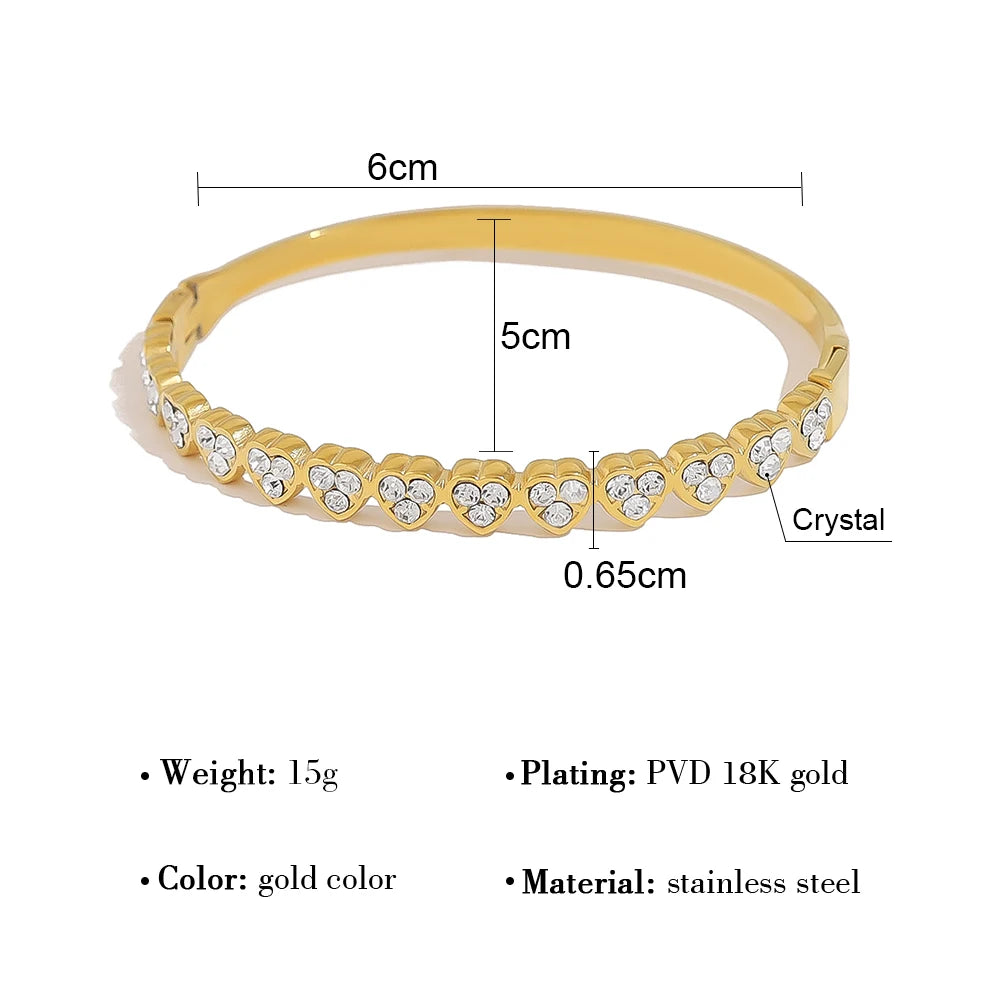 Love Heart Bangle Bracelet — 316L Stainless Steel · PS411