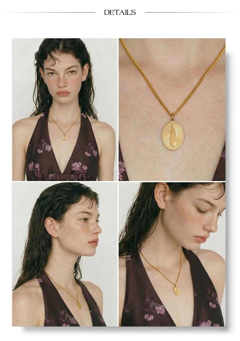 Geometric necklace in gold-plated stainless steel.
