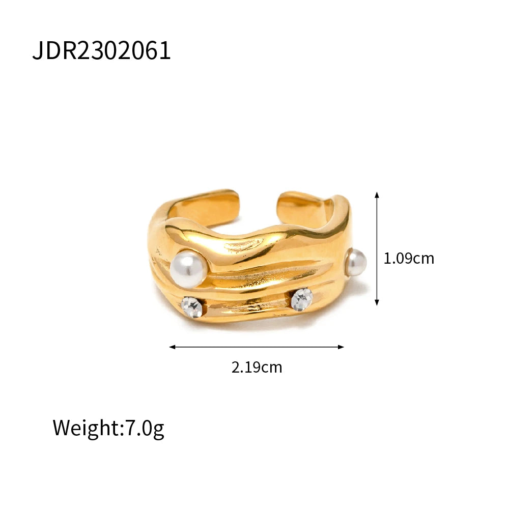 Pearl Open Ring — Stainless Steel · PS243