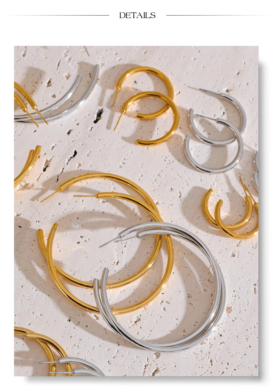 Minimalist geometric earrings in gold-plated stainless steel.