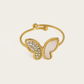 Butterfly Adjustable Ring Crystal Shell — 316L Stainless Steel · PS458