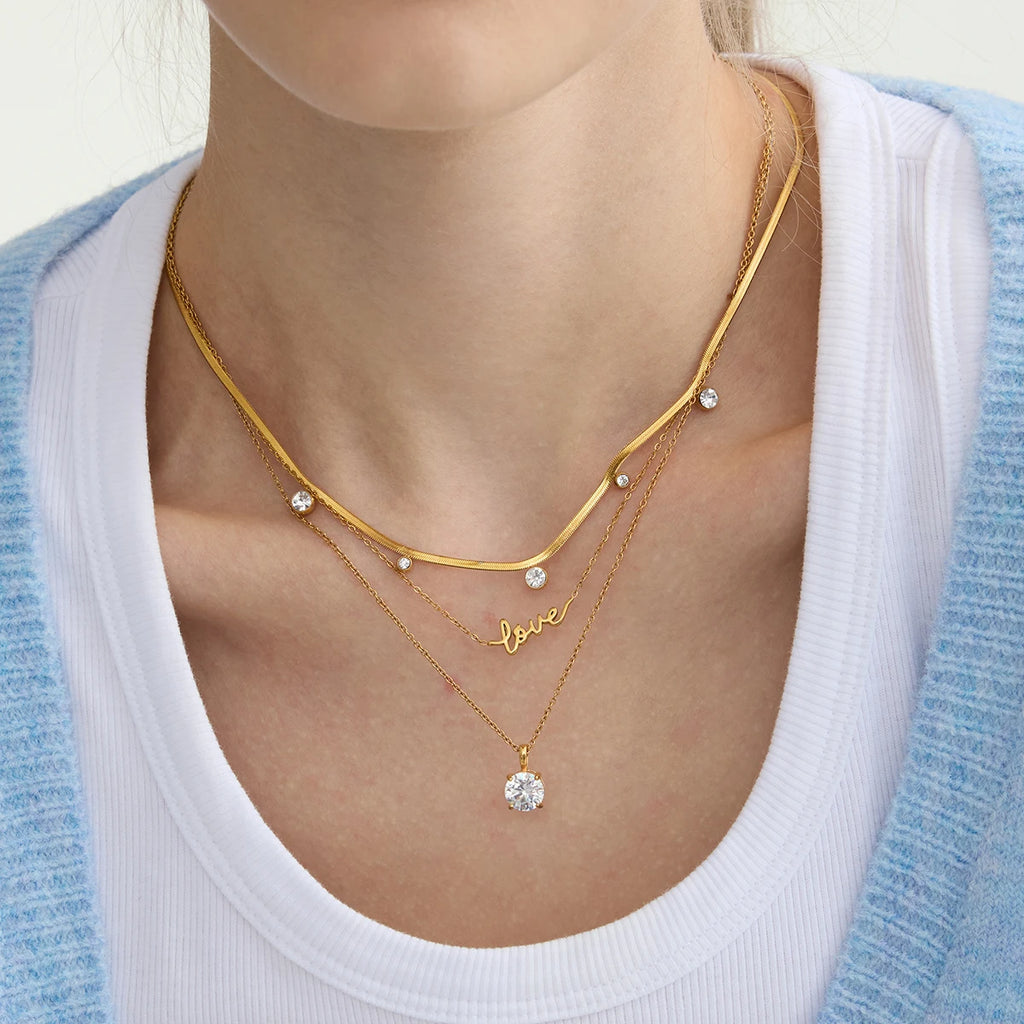 Heart Geometric Necklace — Stainless Steel · PS314