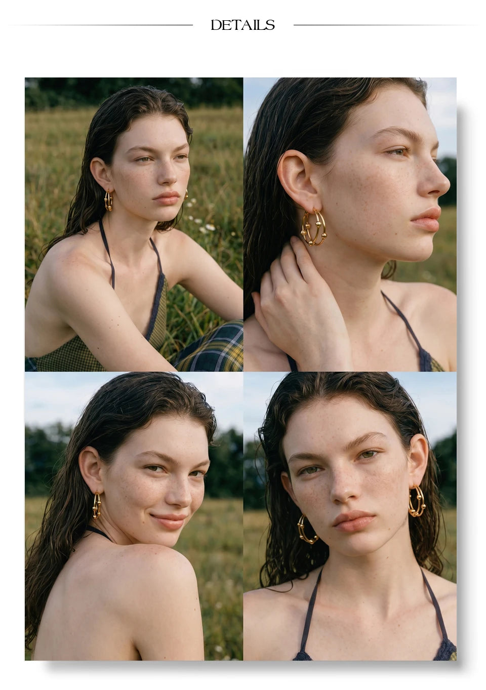 Geometric earrings in gold-plated stainless steel.