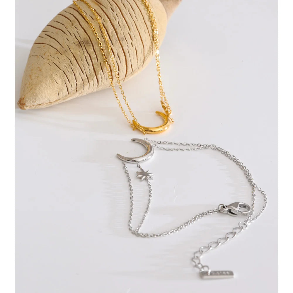 Moon Sun Chain Bracelet — Gold-Plated Stainless Steel · PS1073