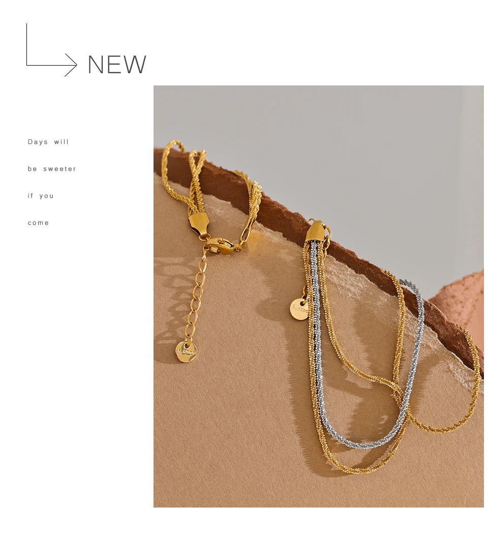 Chain Layered Bracelet — Gold-Plated Stainless Steel · PS1103