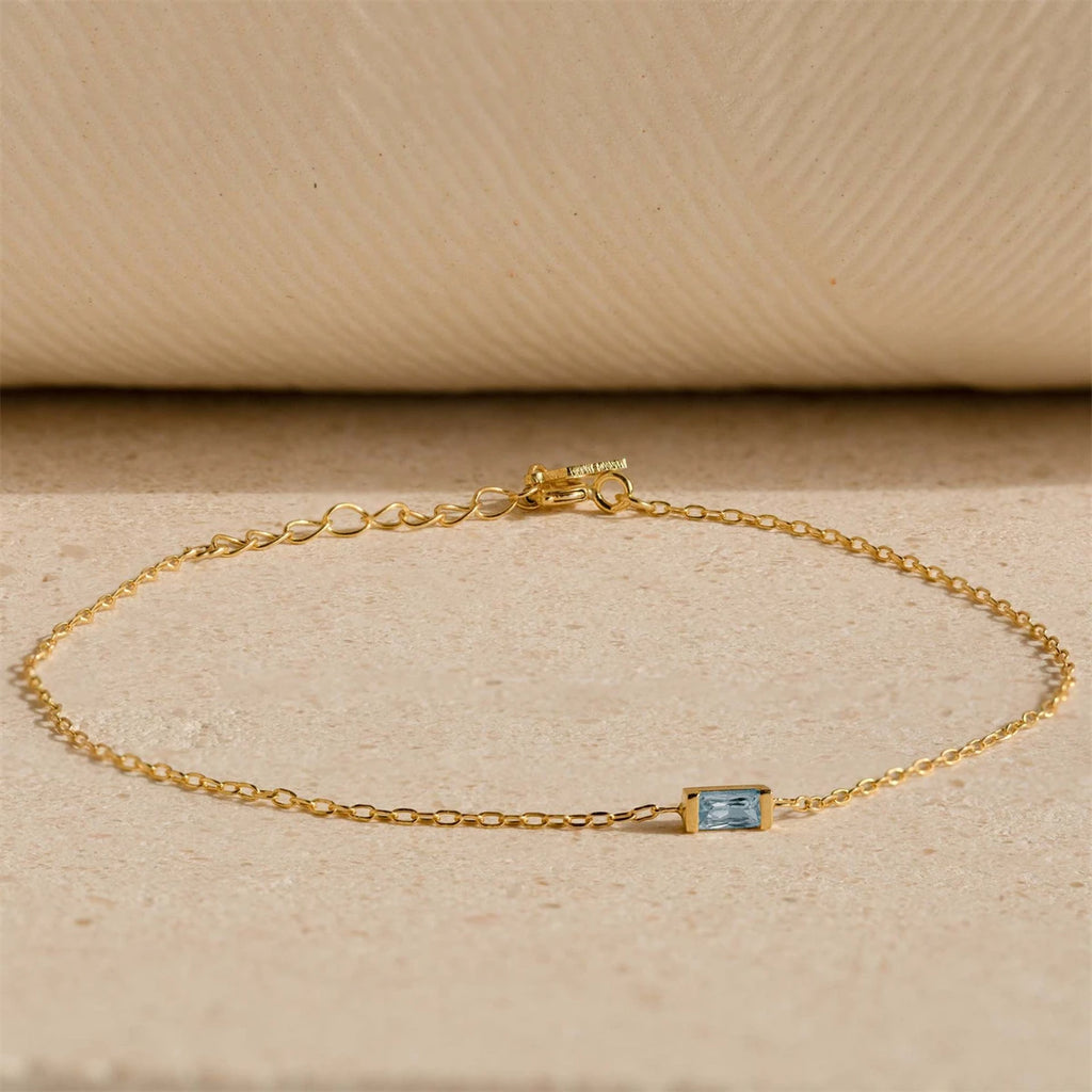 Vintage Art Pearl Sailor Buckle Color Protection Twelve Birthday Stones Birthstone Simple Bracelet Plated with 18K Gold