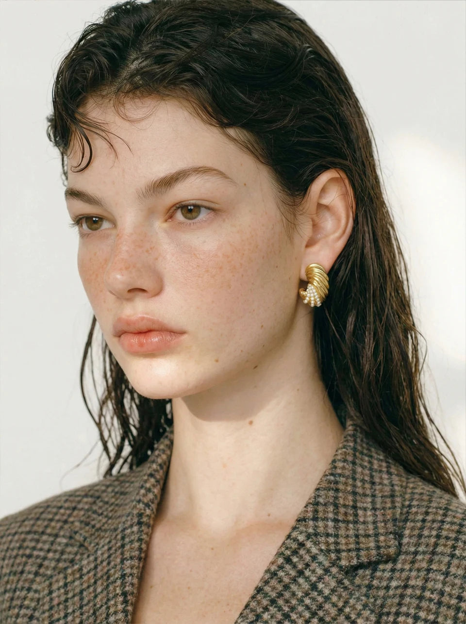 Cubic Zirconia Geometric Earrings — Gold-Plated Stainless Steel with Cubic Zirconia · PS917
