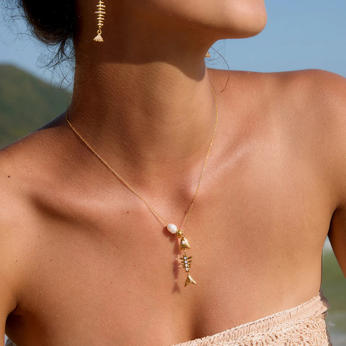 Mini Shell Charm Necklace — Stainless Steel · PS167