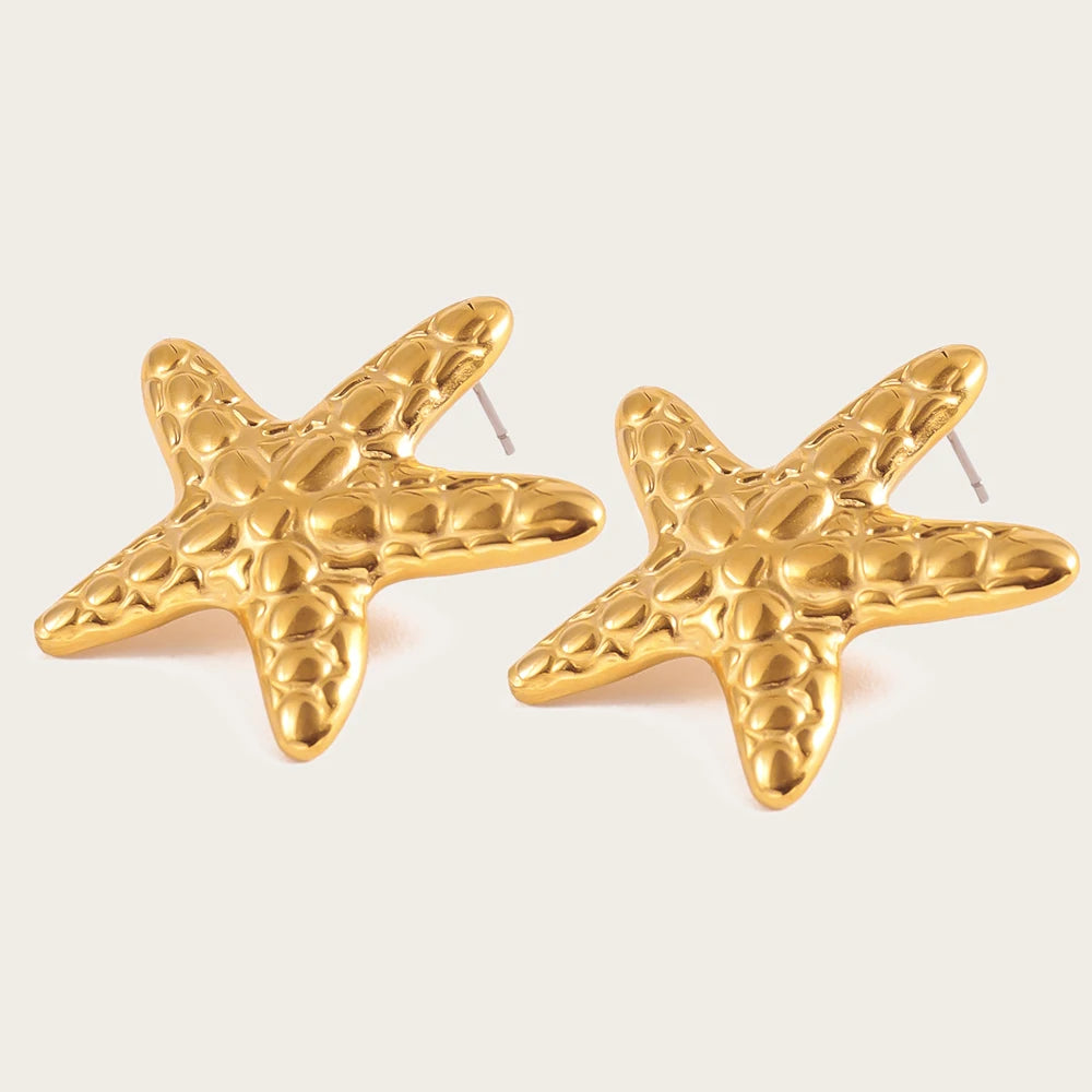 Drop Earrings Irregular Star Metal Starfish — 316L Stainless Steel · PS420