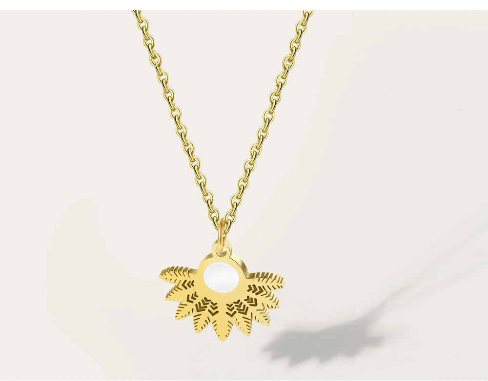 Pendant Necklace Geometric Snowflake Charm — 316L Stainless Steel · PS447