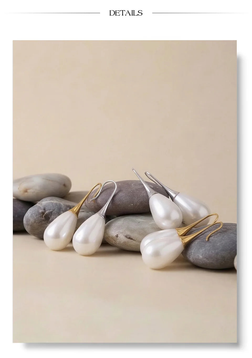 Pearl geometric earrings in gold-plated stainless steel with pearl.