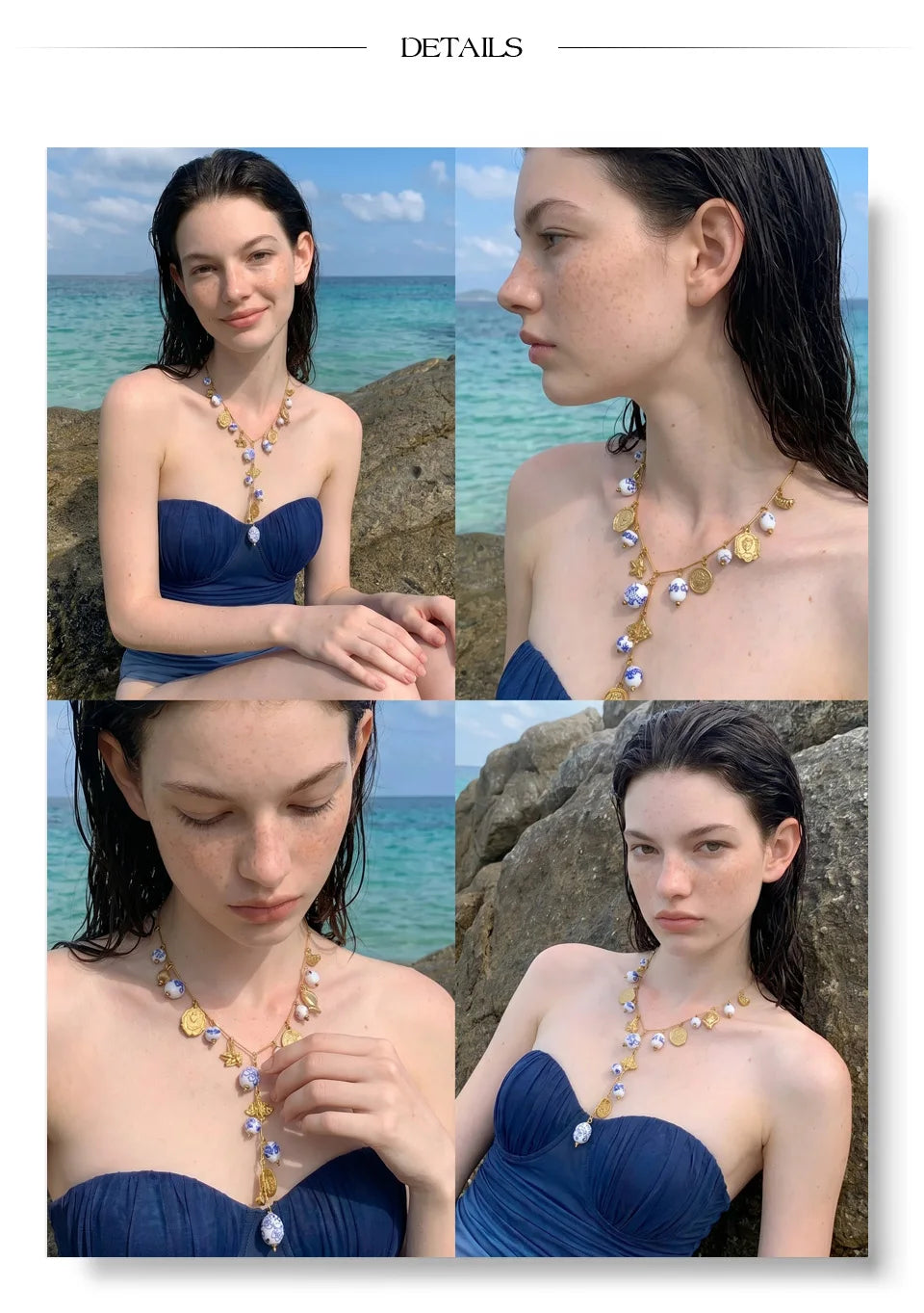 Heart flower necklace in gold-plated stainless steel.