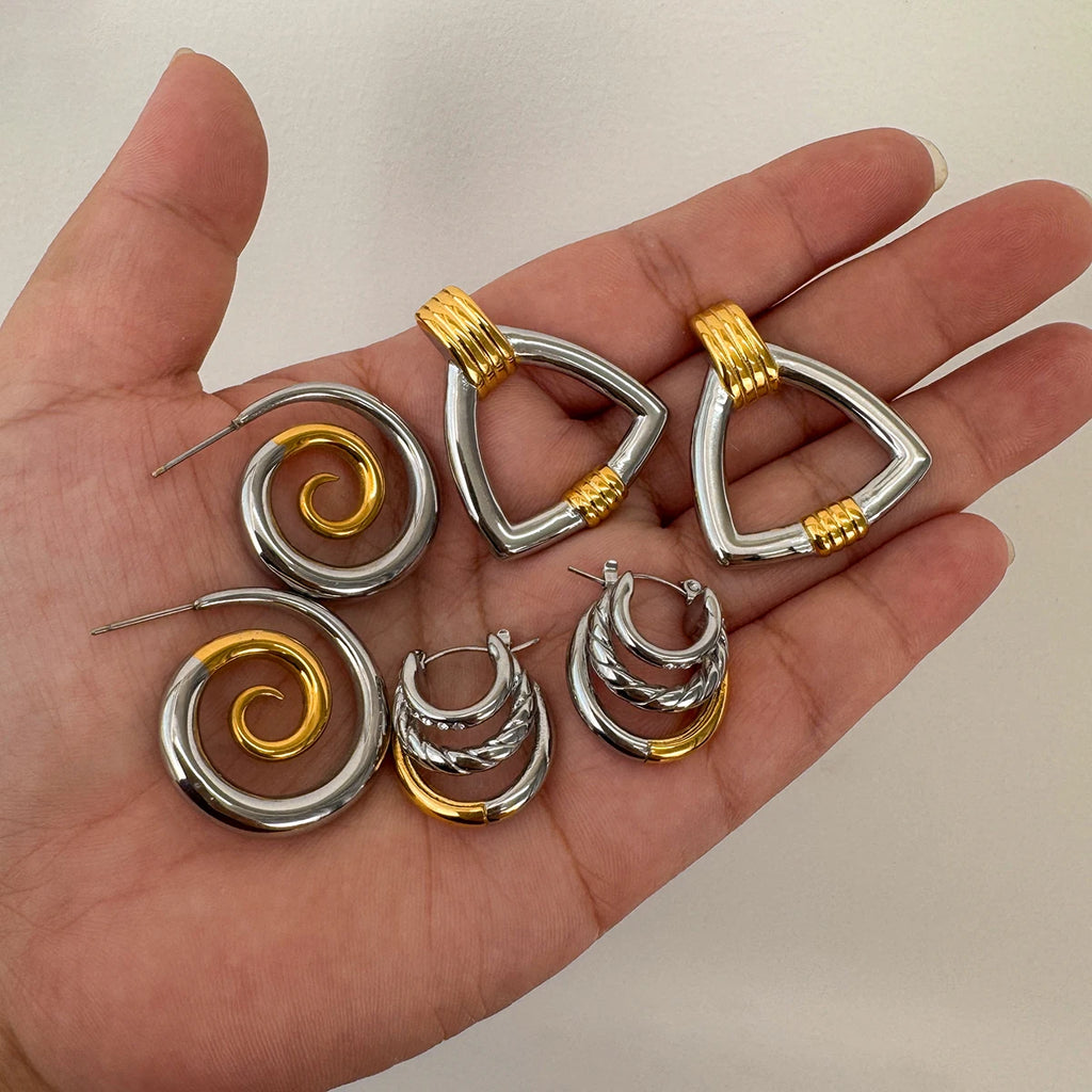 Sculptural Silver Earrings — Stainless Steel · PS111