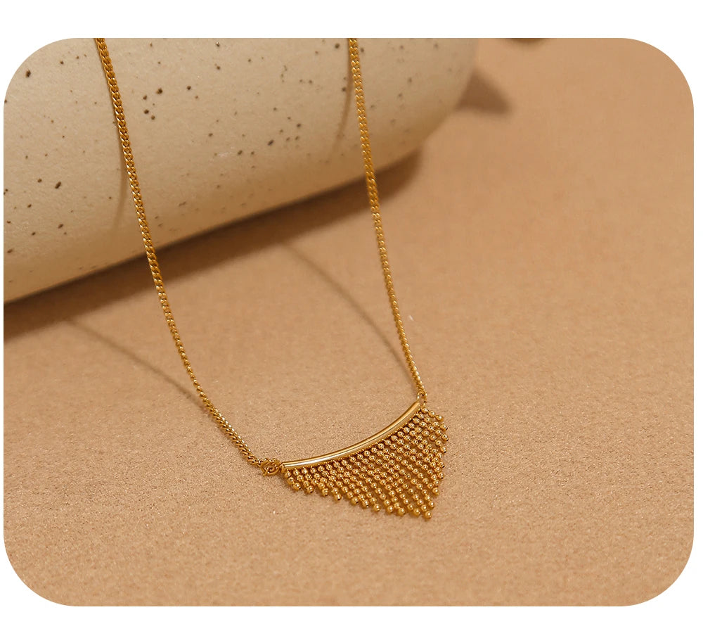 Chain Necklace Charm Beads Metal Tassels — 316L Stainless Steel · PS473