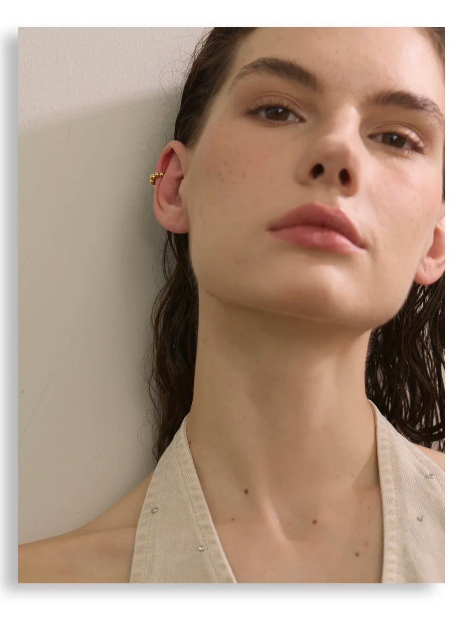 Beaded Geometric Earrings — Gold-Plated 316L Stainless Steel · PS2155