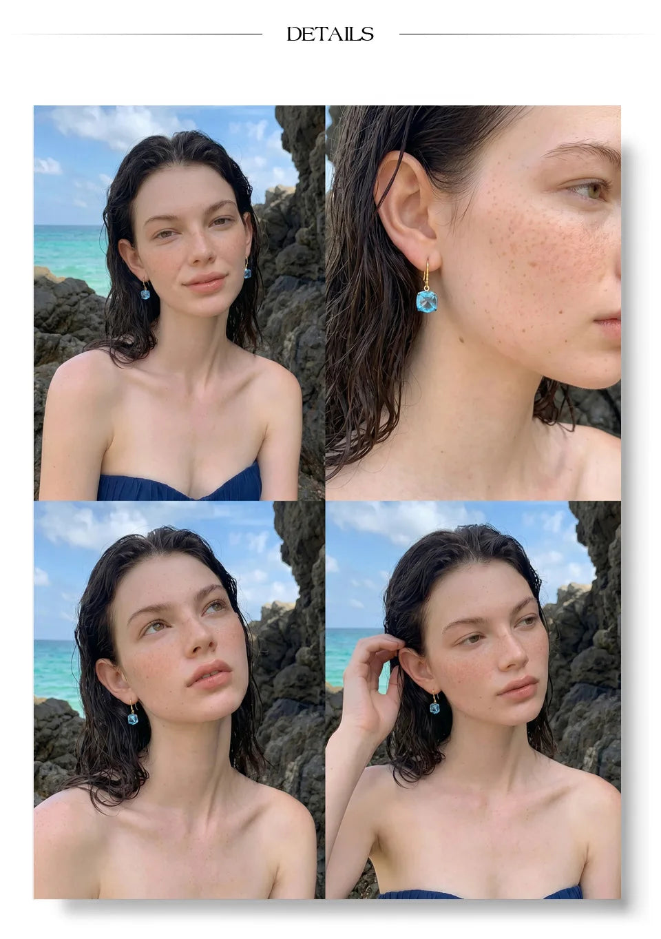 Crystal Geometric Earrings — Gold-Plated Stainless Steel with Crystal · PS1716