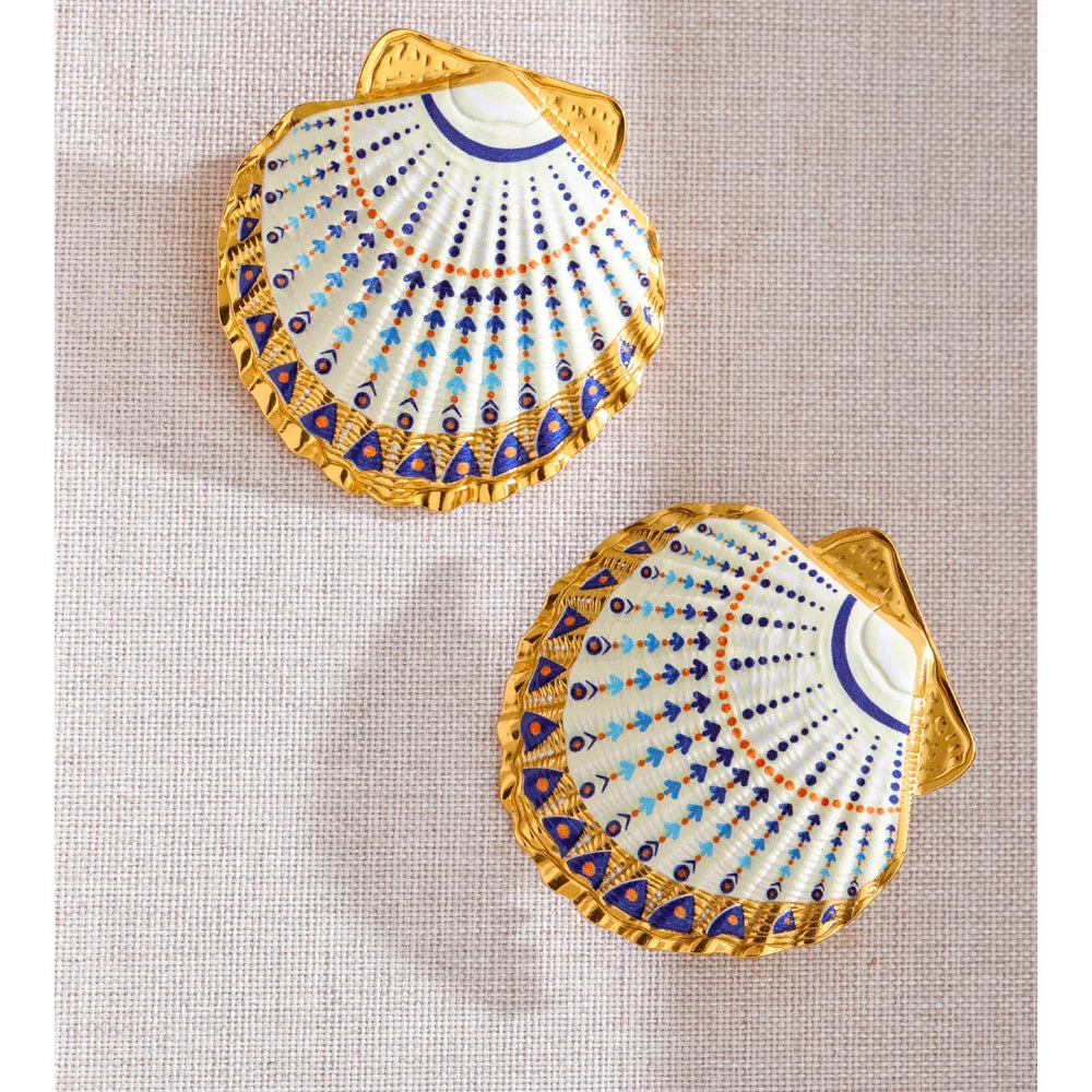 Shell enamel y2k earrings in gold-plated stainless steel with shell and enamel.