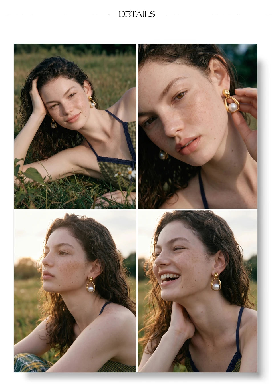 Pearl geometric earrings in gold-plated stainless steel with pearl.