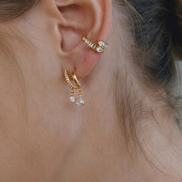 Wavy CZ Stud Earrings — Stainless Steel · PS377