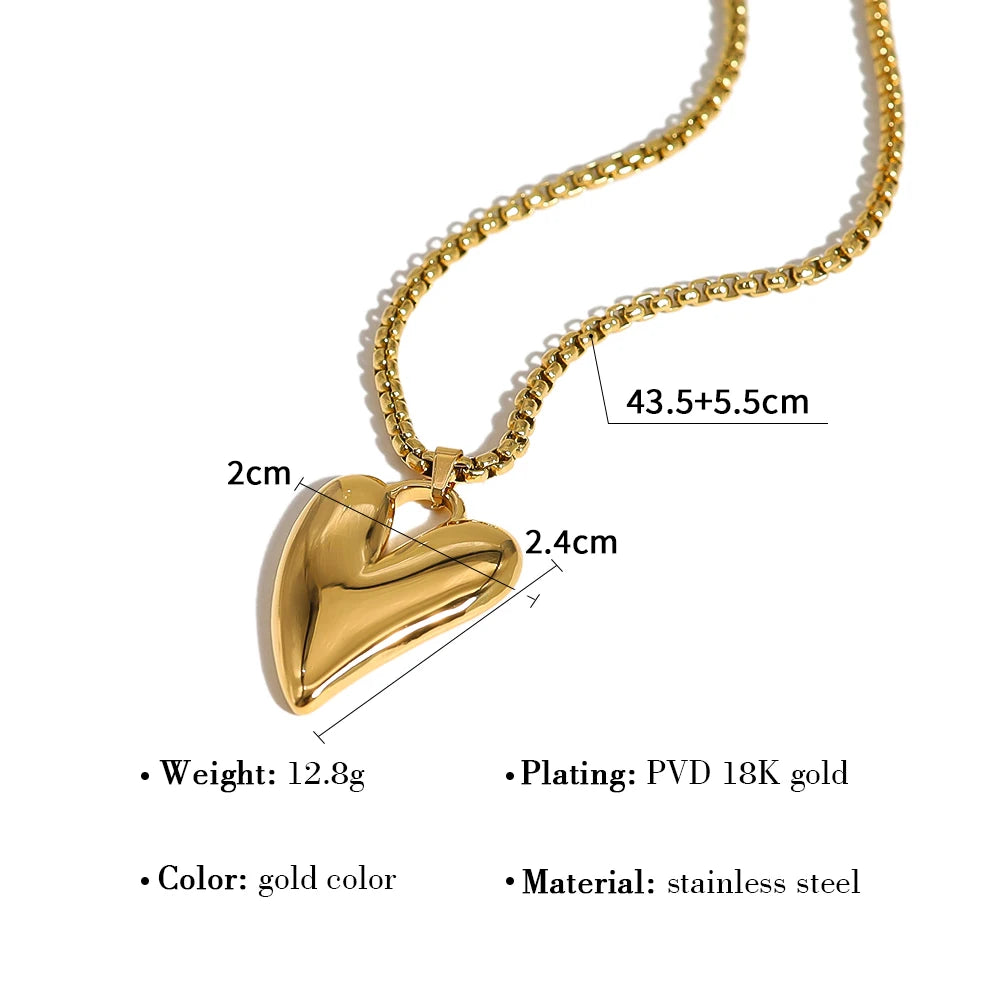 Irregular Heart Pendant Necklace — 316L Stainless Steel · PS412
