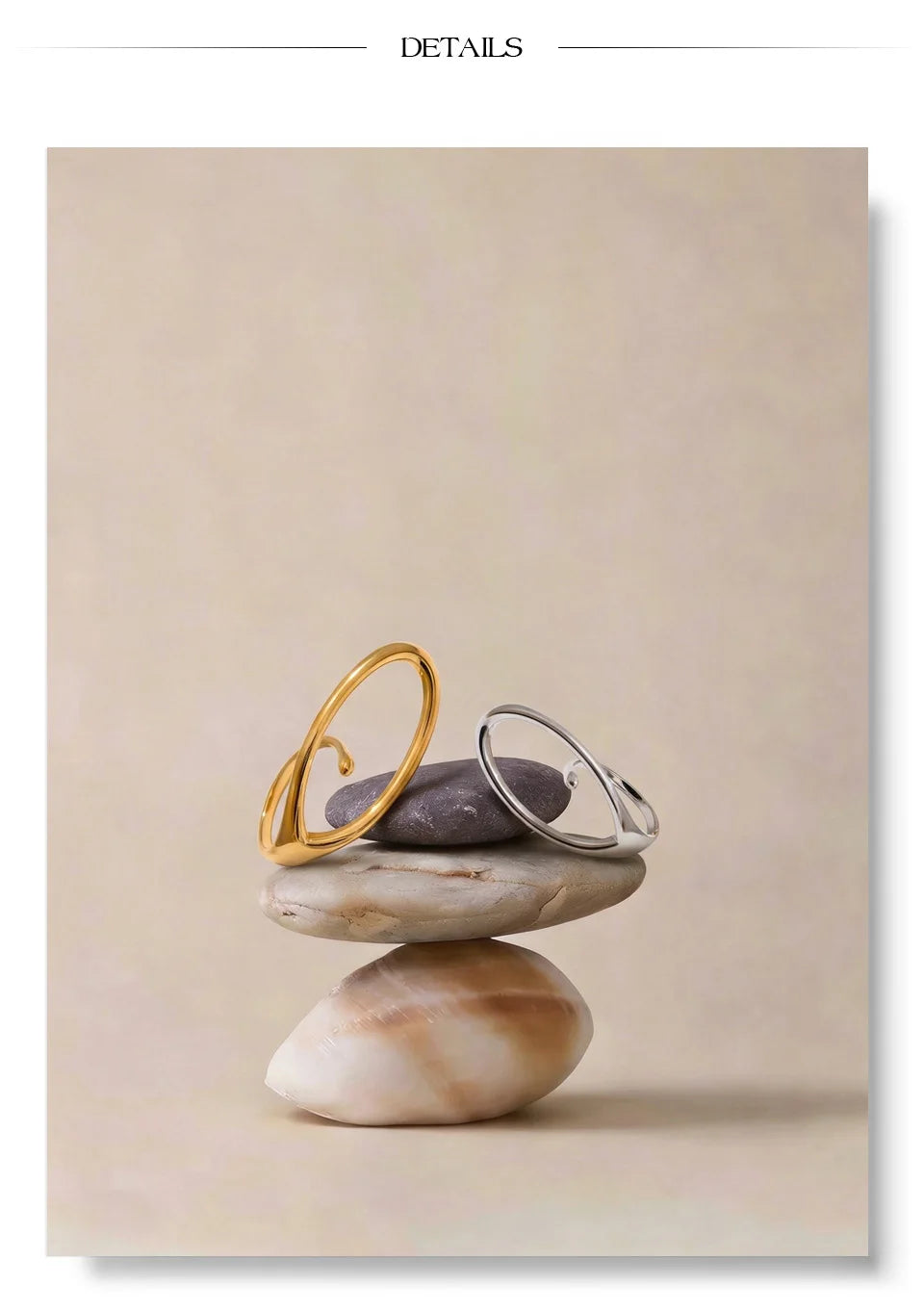 Geometric ring in 18K gold-plated stainless steel.