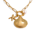 Freshwater Pearl Shell Star Necklace — Gold-Plated Stainless Steel with Freshwater Pearl and Shell · PS2305