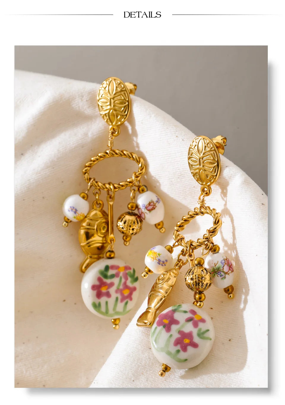 Flower Earrings — Gold-Plated Stainless Steel · PS1661