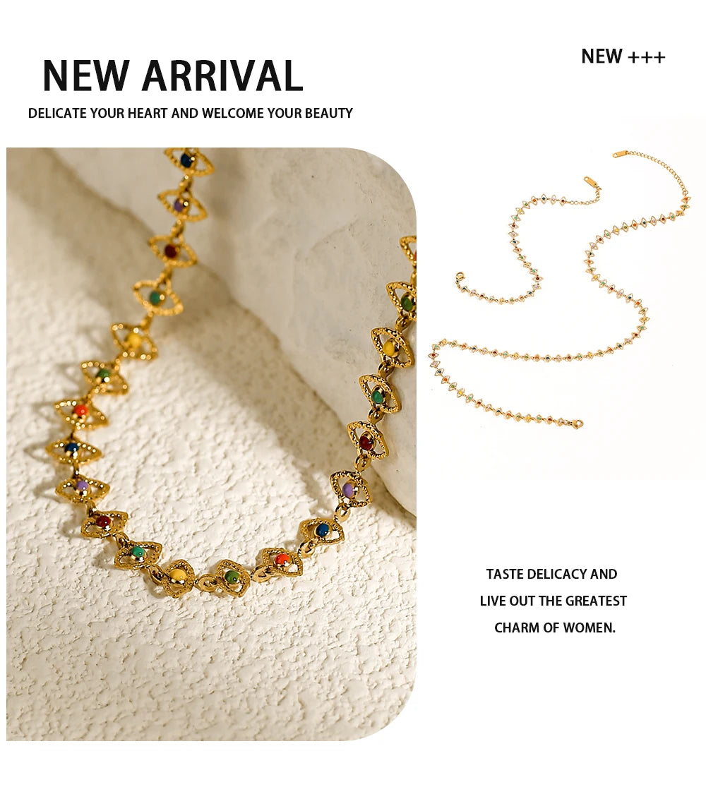 Colorful Enamel Choker Necklace — 316L Stainless Steel · PS403