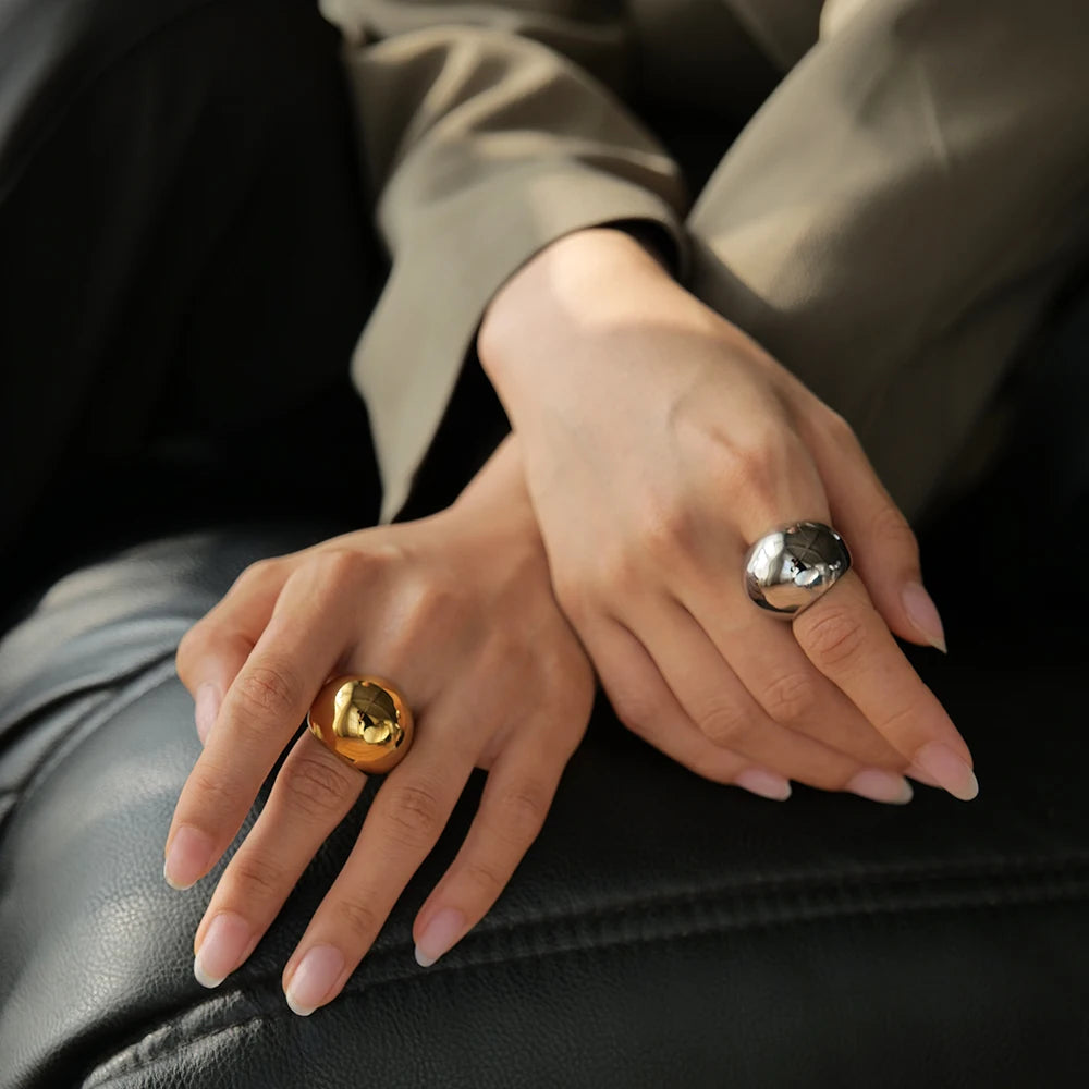 Chunky Silver Ring Stack — Stainless Steel · PS254