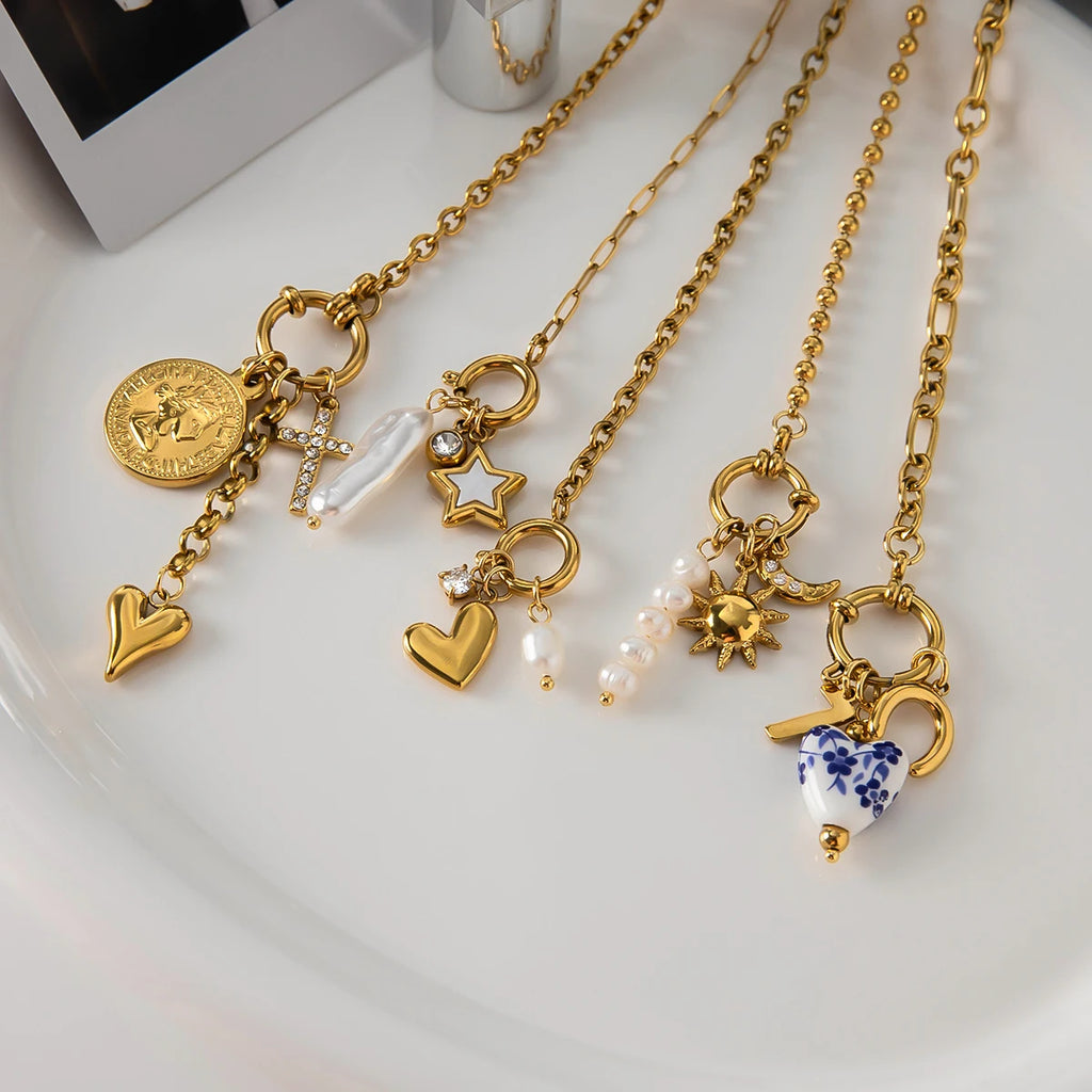 Heart Charm Necklace — Stainless Steel · PS146