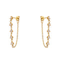 White cubic zirconia geometric earrings in gold-plated stainless steel with cubic zirconia.