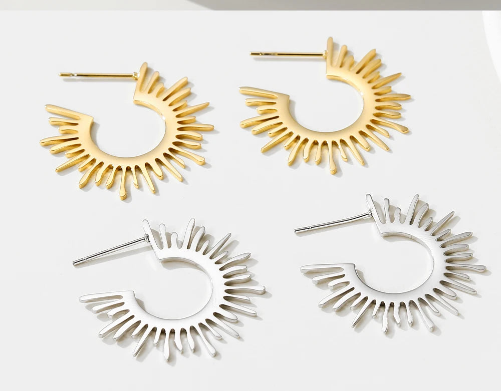 Hoop Earrings Metal Charm Y2K — 316L Stainless Steel · PS404