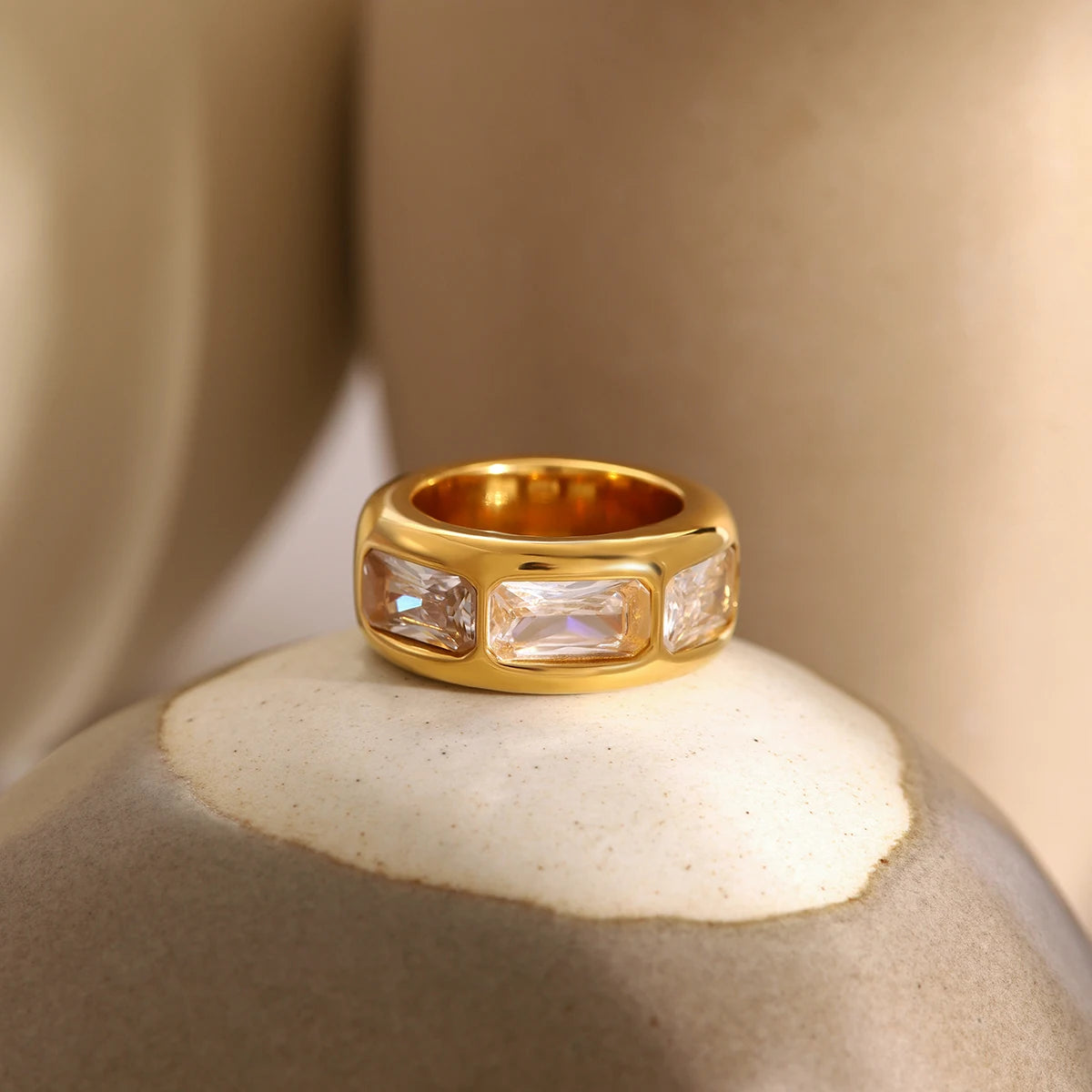 CZ Square Ring — Stainless Steel · PS287
