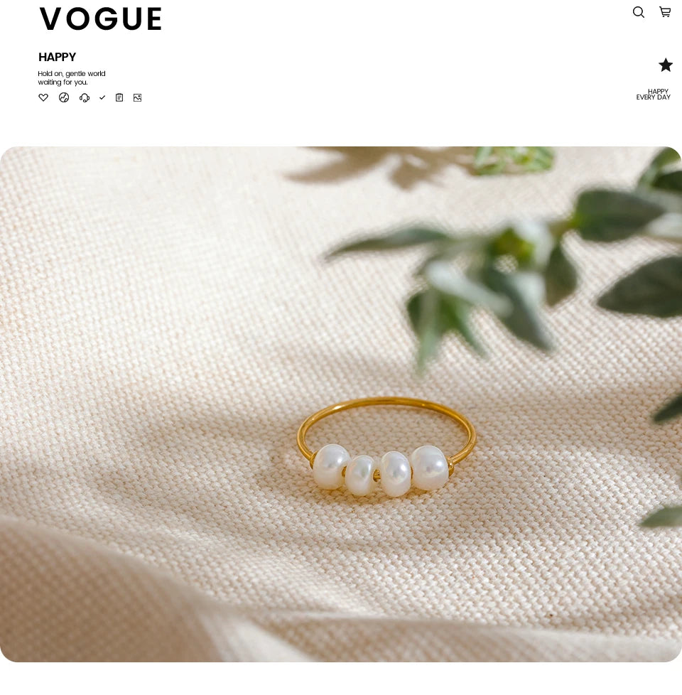 Freshwater pearl geometric ring in 18K gold-plated stainless steel with freshwater pearl.