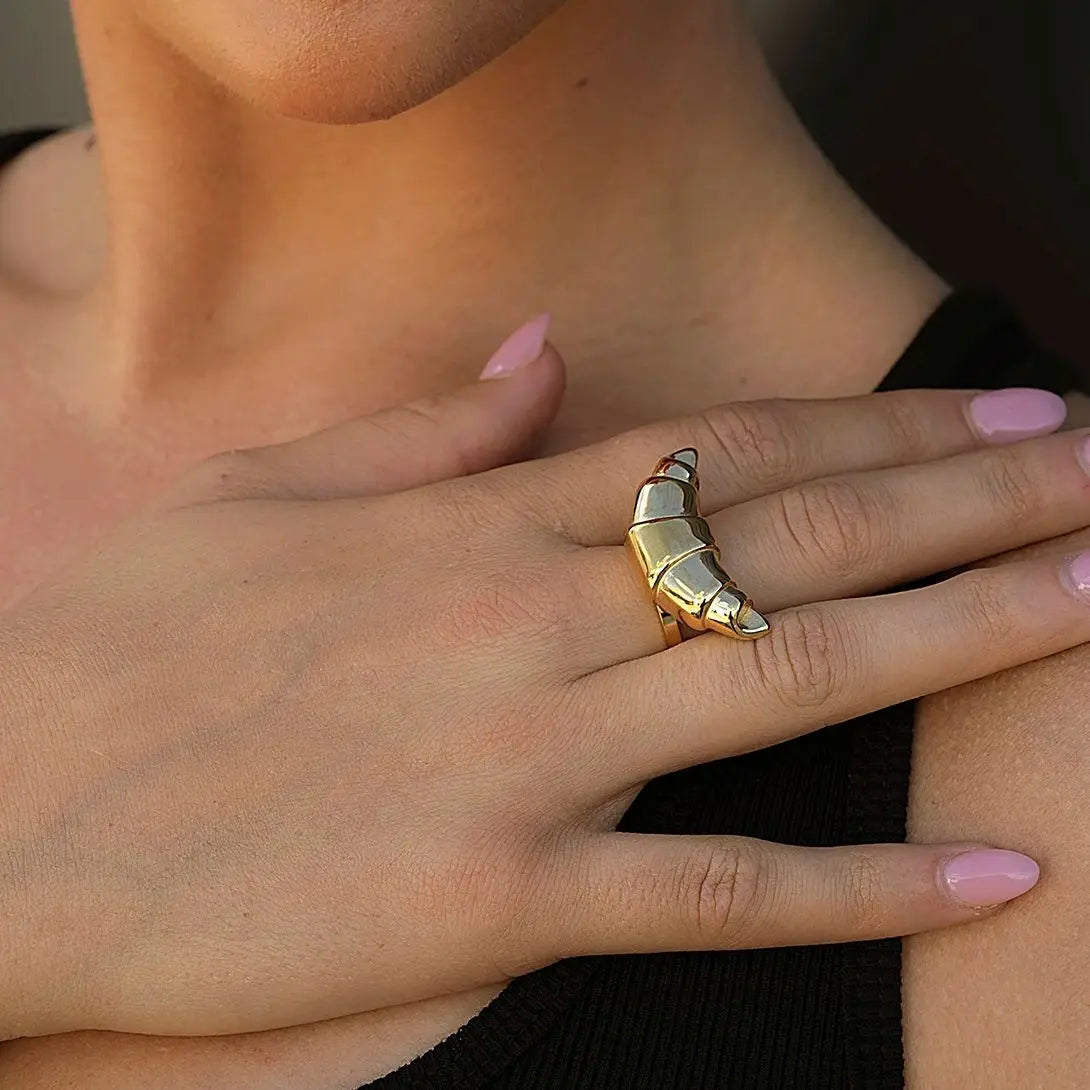 Spiral Shell Open Ring — Stainless Steel · PS245