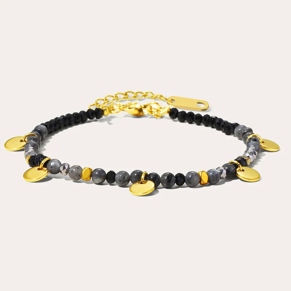 Colorful Natural Stone Beaded Bracelet — 316L Stainless Steel · PS476