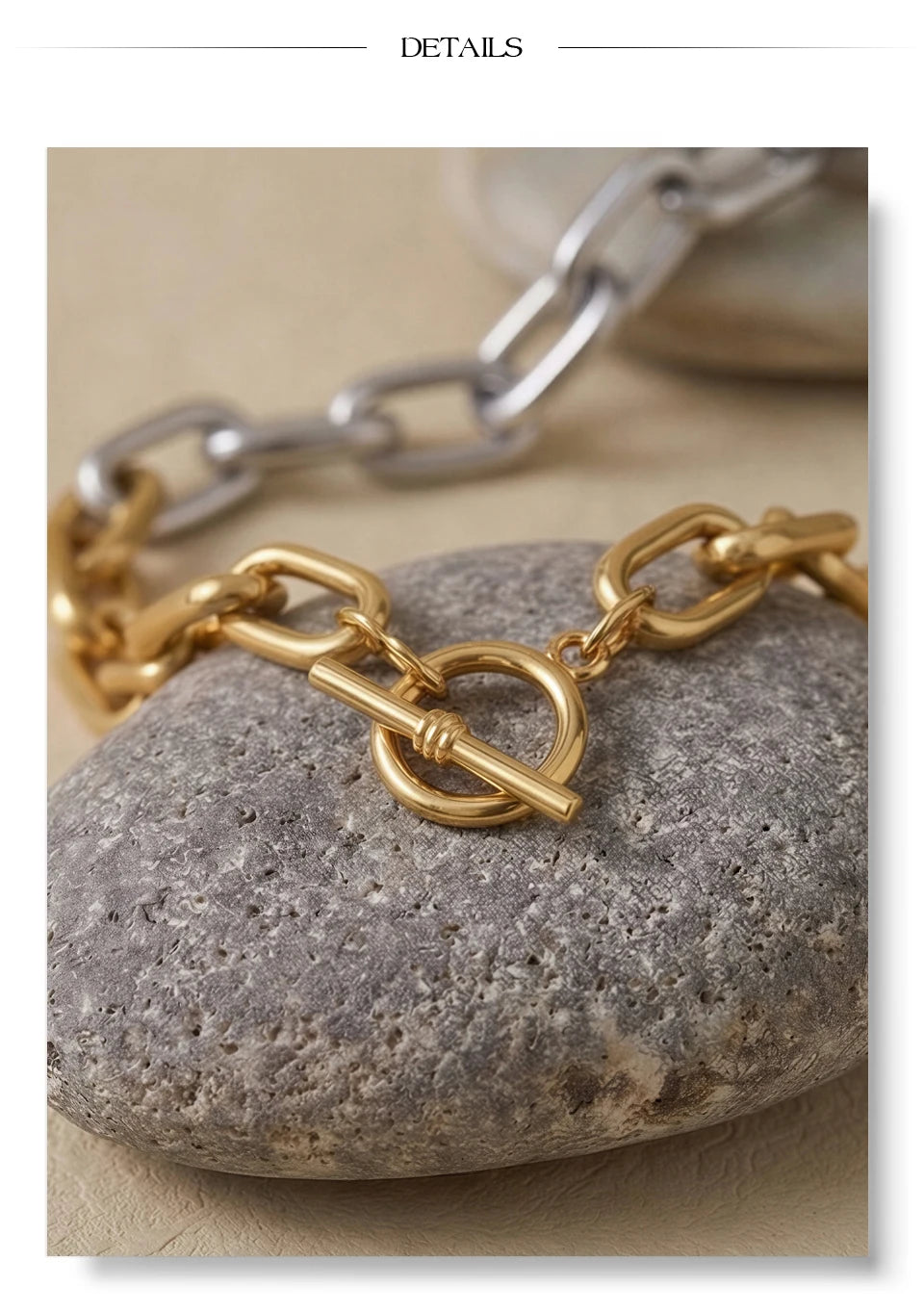 Geometric Chain Bracelet — Gold-Plated Stainless Steel · PS1157