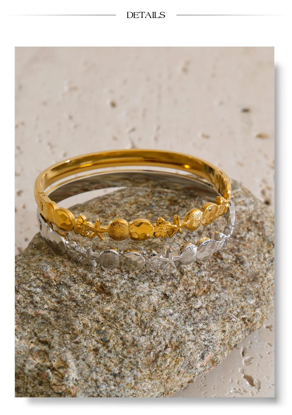 Flower star geometric bracelet in gold-plated stainless steel.