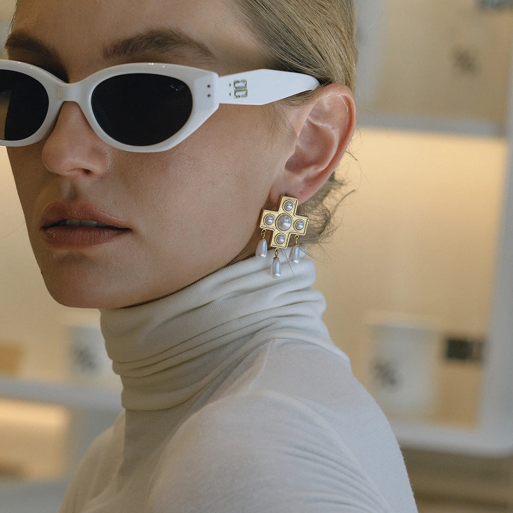 Cross Tassel Earrings — Stainless Steel · PS298